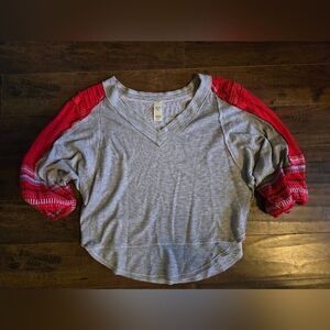 We The Free Mixed Media Bell Sleeved Top